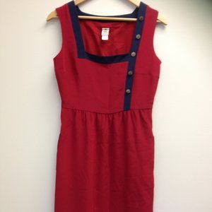 EUC Abaete Silk Red and Navy Sleeveless Silk Dress
